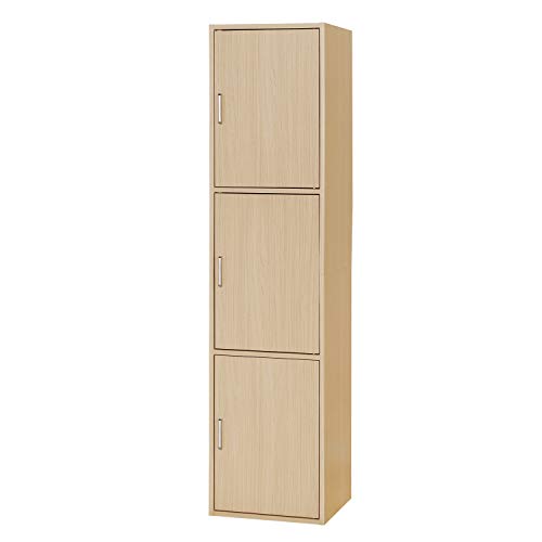 白井産業 収納棚 ラック 整理棚 3段の扉付き収納 同シリーズで組み合わせ自由自在 一人暮らしの部屋や狭いスペースにぴったりサイズ ナチュラルブラウン木目柄 ベーシックデザイン 幅43×奥行39.3×高さ179.7cm FUL-18453DNA フルニコ